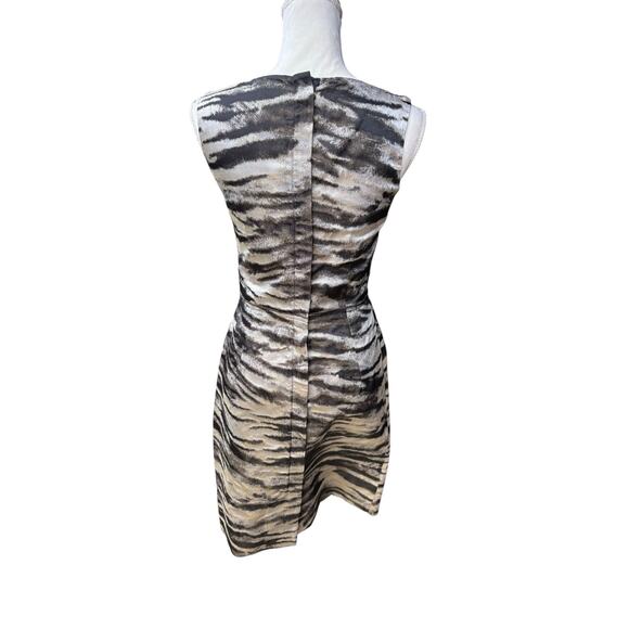 Lanvin Silk Blend Black Silver Metallic Animal Print Sheath Dress - FR36 / US 6 - Picture 6 of 10